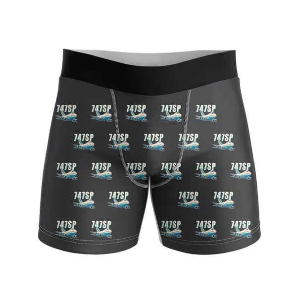 Boeing 747SP - Men Boxers - Cartoon Pattern - Black