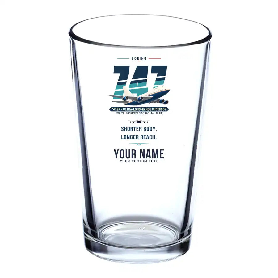 Boeing 747SP - Original + Name - Beer & Water Glass