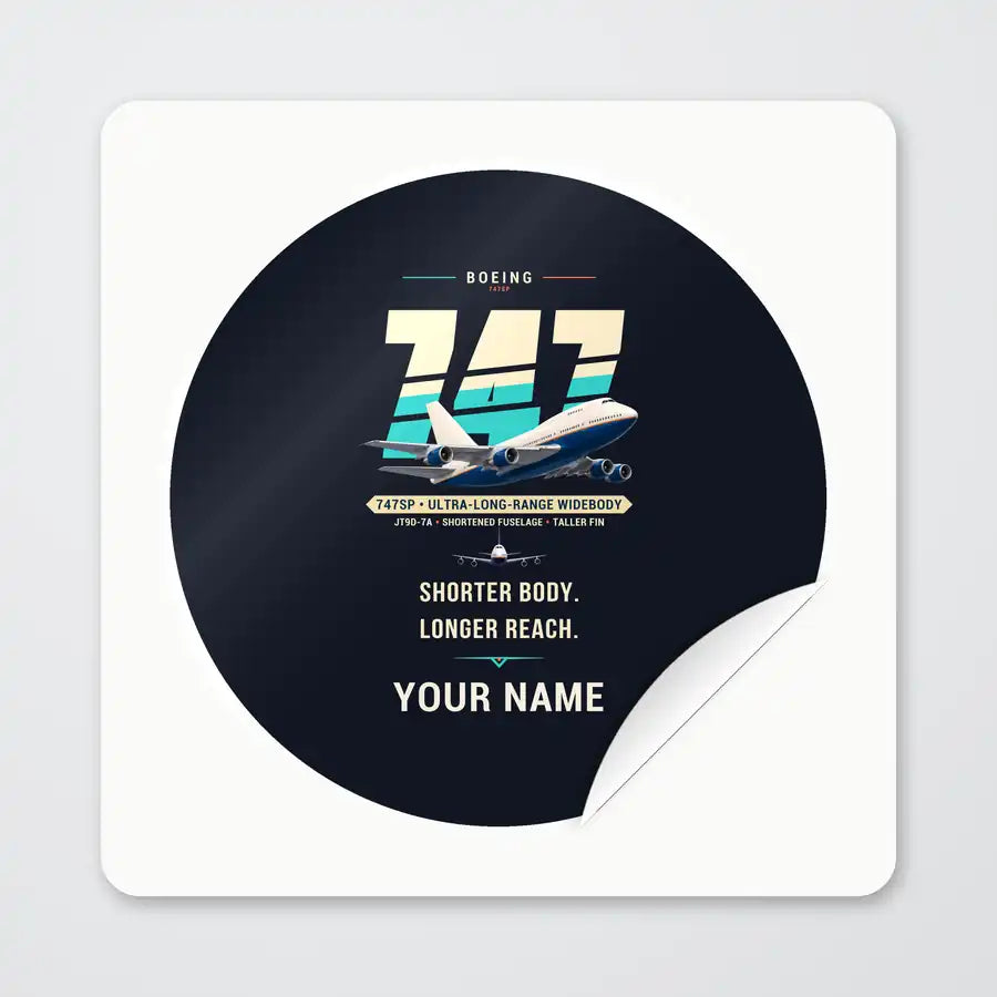 Boeing 747SP - Original + Name - Circle Sticker - Peel