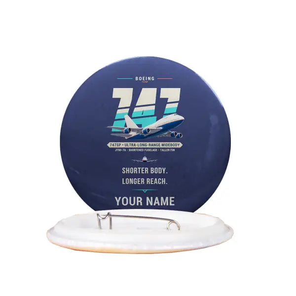 Boeing 747SP - Original + Name - Pin - Navy Blue