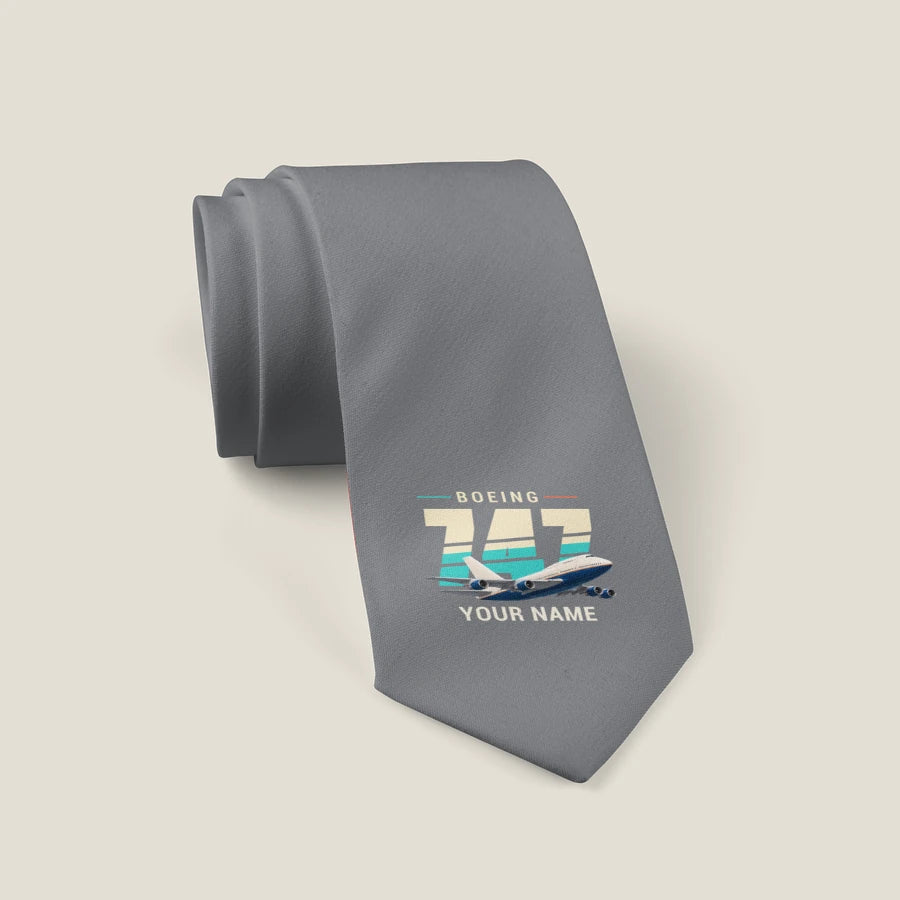 Boeing 747SP - Original + Name - Tie - Gray