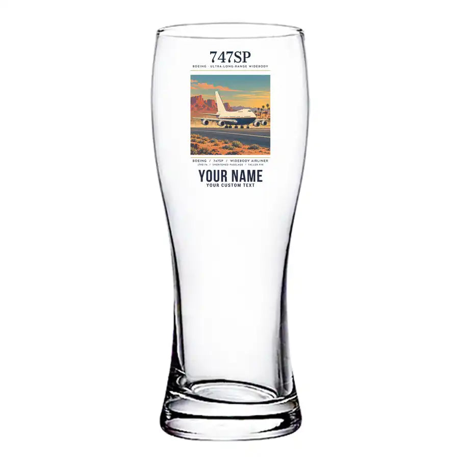 Boeing 747SP - Poster + Name - Pilsner Beer Glass
