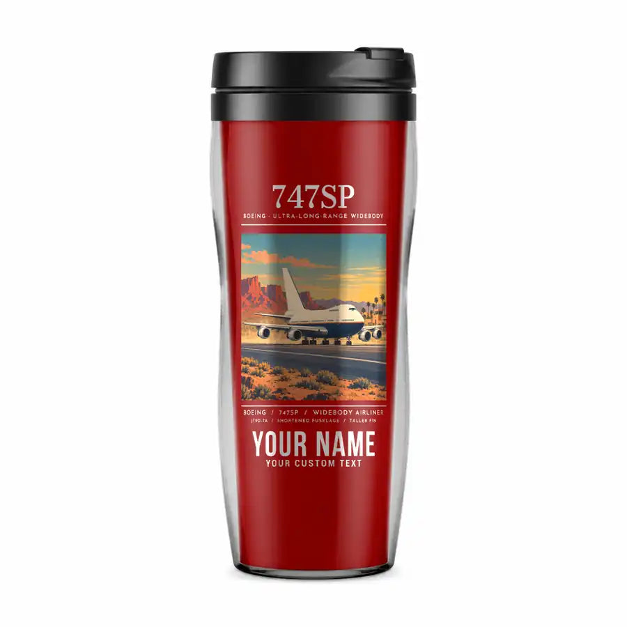 Boeing 747SP - Poster + Name - Plastic (No Holder) - Red