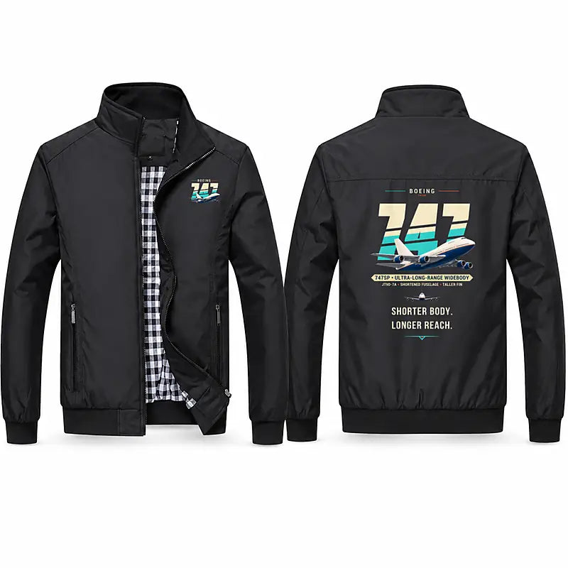Boeing 747SP Stylish Jackets - Stand Collar - Original - Black