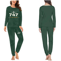 Thumbnail for Boeing 747SP - Women Pajamas - Heritage Chest + Name - Dark Green