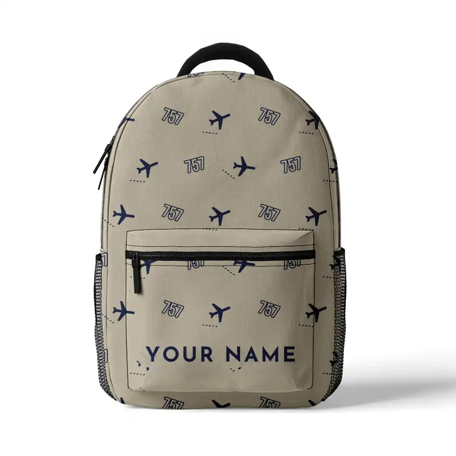 Boeing 757-200 - 3D Backpack - 3D Pattern + Name - Beige
