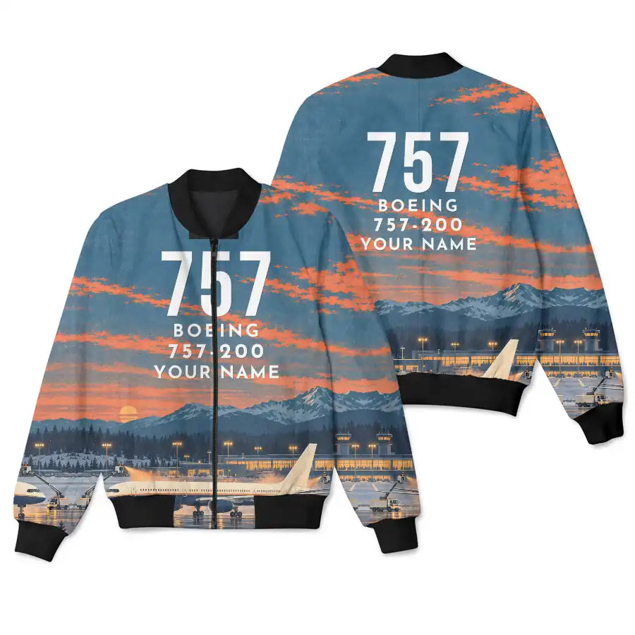 Boeing 757-200 3D All-Over Print Clothing - Bomber Jacket - 3D + Name