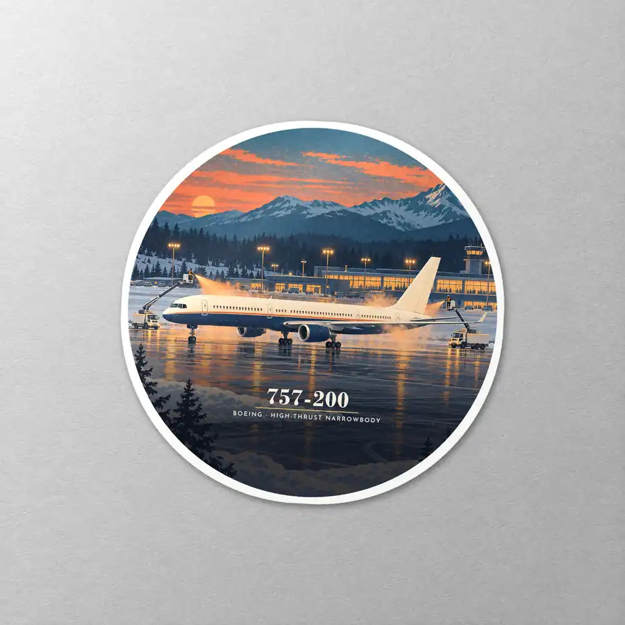 Boeing 757-200 - 3D - Circle Sticker - Close-up