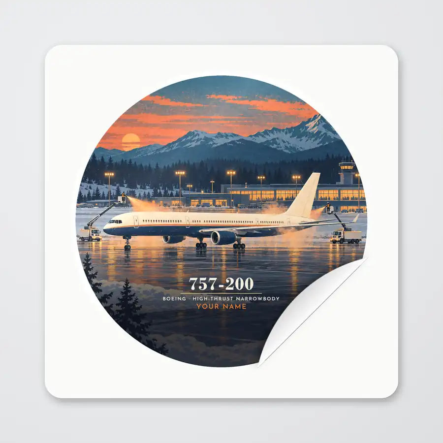 Boeing 757-200 - 3D + Name - Circle Sticker - Peel