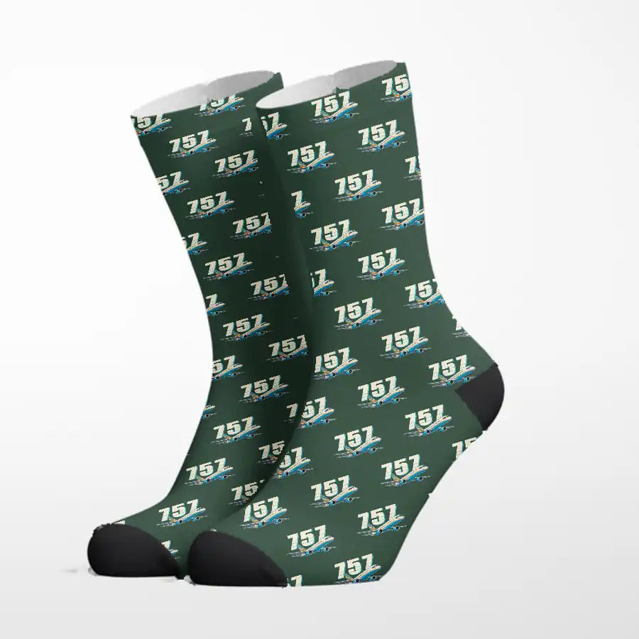 Boeing 757-200 - Cartoon - Socks - Alpine Green