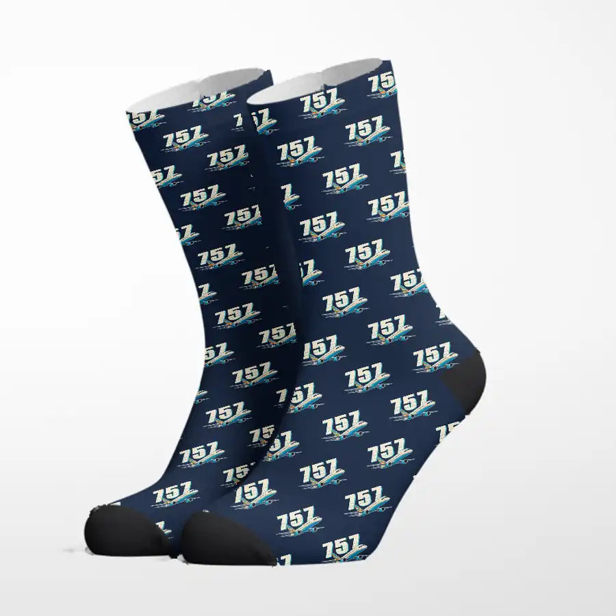 Boeing 757-200 - Cartoon - Socks - Navy