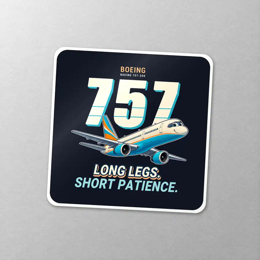 Boeing 757-200 - Cartoon - Square Sticker - Close-up
