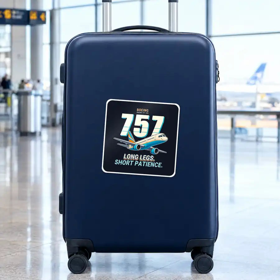 Boeing 757-200 - Cartoon - Square Sticker - Suitcase