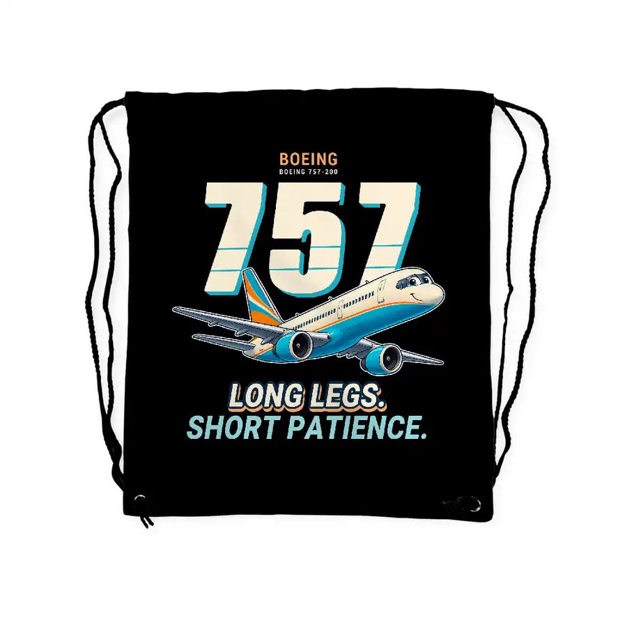 Boeing 757-200 - Drawstring Bag - Cartoon - Black