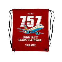 Thumbnail for Boeing 757-200 - Drawstring Bag - Cartoon + Name - Red