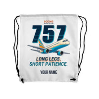 Thumbnail for Boeing 757-200 - Drawstring Bag - Cartoon + Name - White