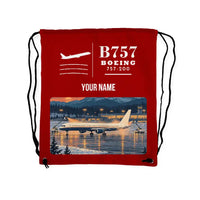 Thumbnail for Boeing 757-200 - Drawstring Bag - Classic + Name - Red