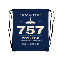 Thumbnail for Boeing 757-200 - Drawstring Bag - Heritage - Dark Blue