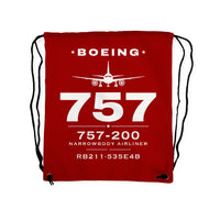 Thumbnail for Boeing 757-200 - Drawstring Bag - Heritage - Red