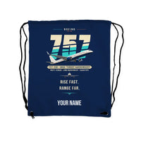 Thumbnail for Boeing 757-200 - Drawstring Bag - Original + Name - Dark Blue