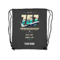 Thumbnail for Boeing 757-200 - Drawstring Bag - Original + Name - Gray