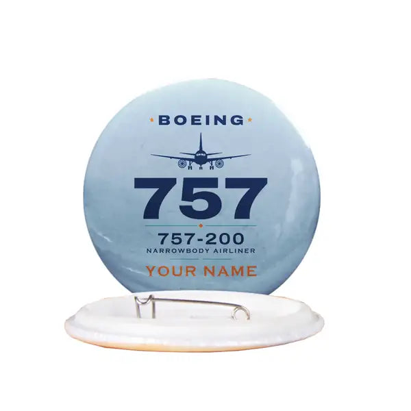 Boeing 757-200 - Heritage + Name - Pin - Light Blue