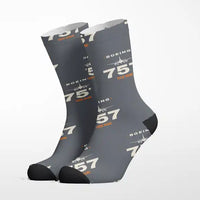 Thumbnail for Boeing 757-200 - Heritage + Name - Socks - Grey