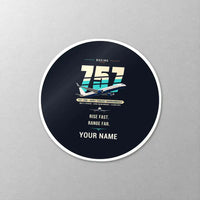 Thumbnail for Boeing 757-200 - Original + Name - Circle Sticker - Close-up