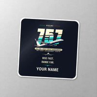 Thumbnail for Boeing 757-200 - Original + Name - Square Sticker - Close-up