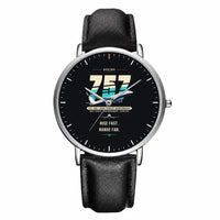 Thumbnail for Boeing 757-200 - Original - Slim Leather - Silver and Black Leather Strap