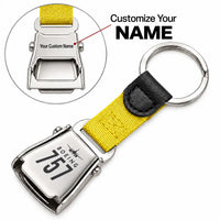 Thumbnail for Boeing 757-200 - Seat Belt Key Chain - Heritage + Name - Yellow