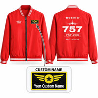 Thumbnail for Boeing 757-200 Stylish Jackets - Baseball Collar - Heritage + Name - Red