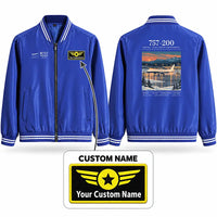 Thumbnail for Boeing 757-200 Stylish Jackets - Baseball Collar - Poster + Name - Royal Blue