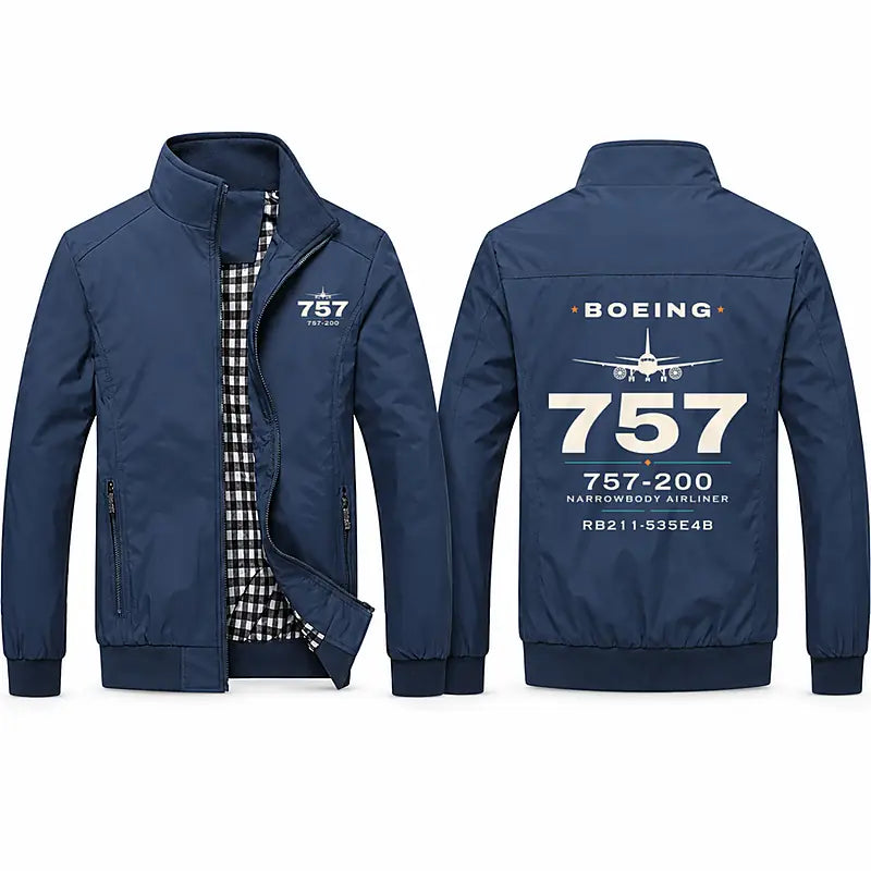 Boeing 757-200 Stylish Jackets - Stand Collar - Heritage - Navy Blue