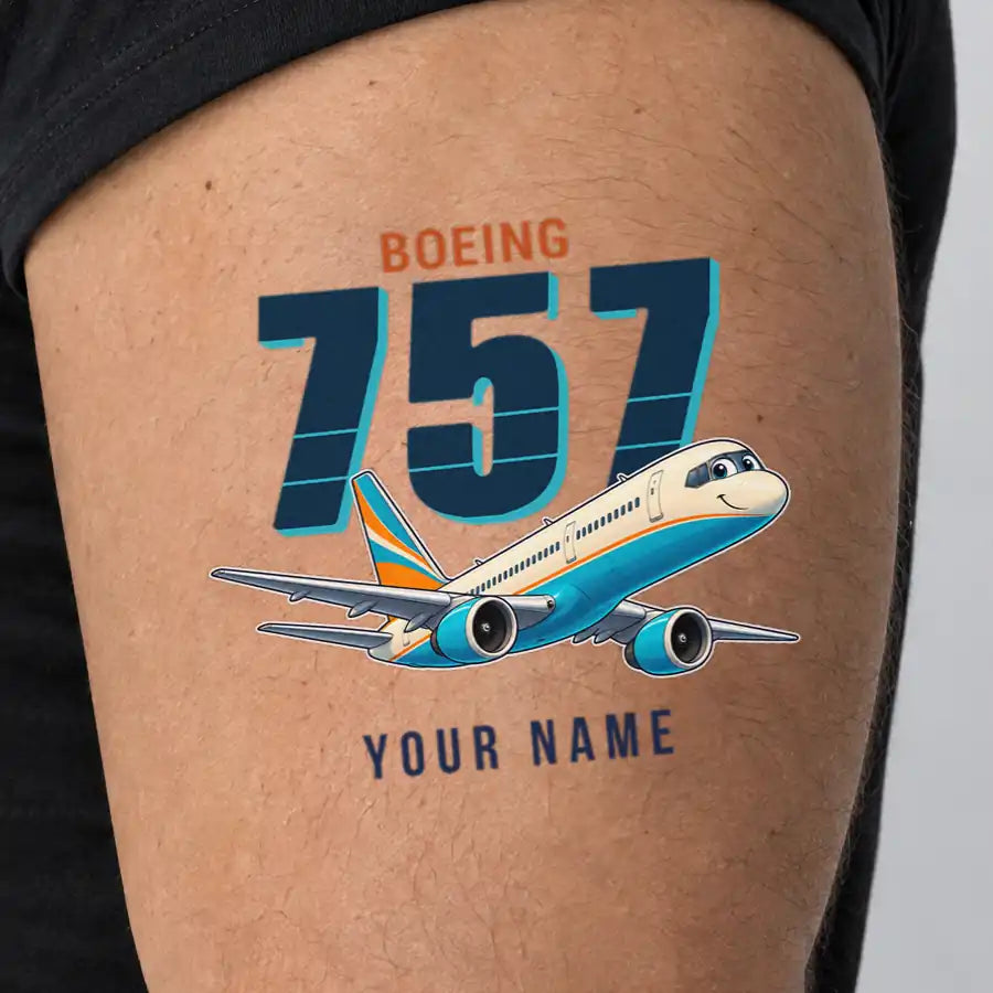 Boeing 757-200 - Tattoo - Cartoon + Name - Man