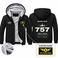 Thumbnail for Boeing 757-200 Zipped Sweatshirts - Heritage + Name - Black