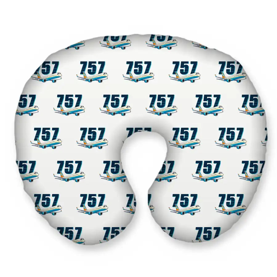 Boeing 757-300 - Cartoon Seamless - Travel Pillow - White