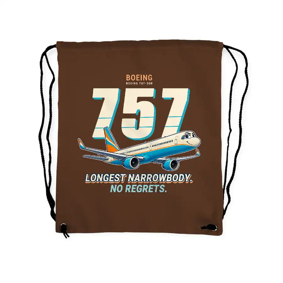 Boeing 757-300 - Drawstring Bag - Cartoon - Brown