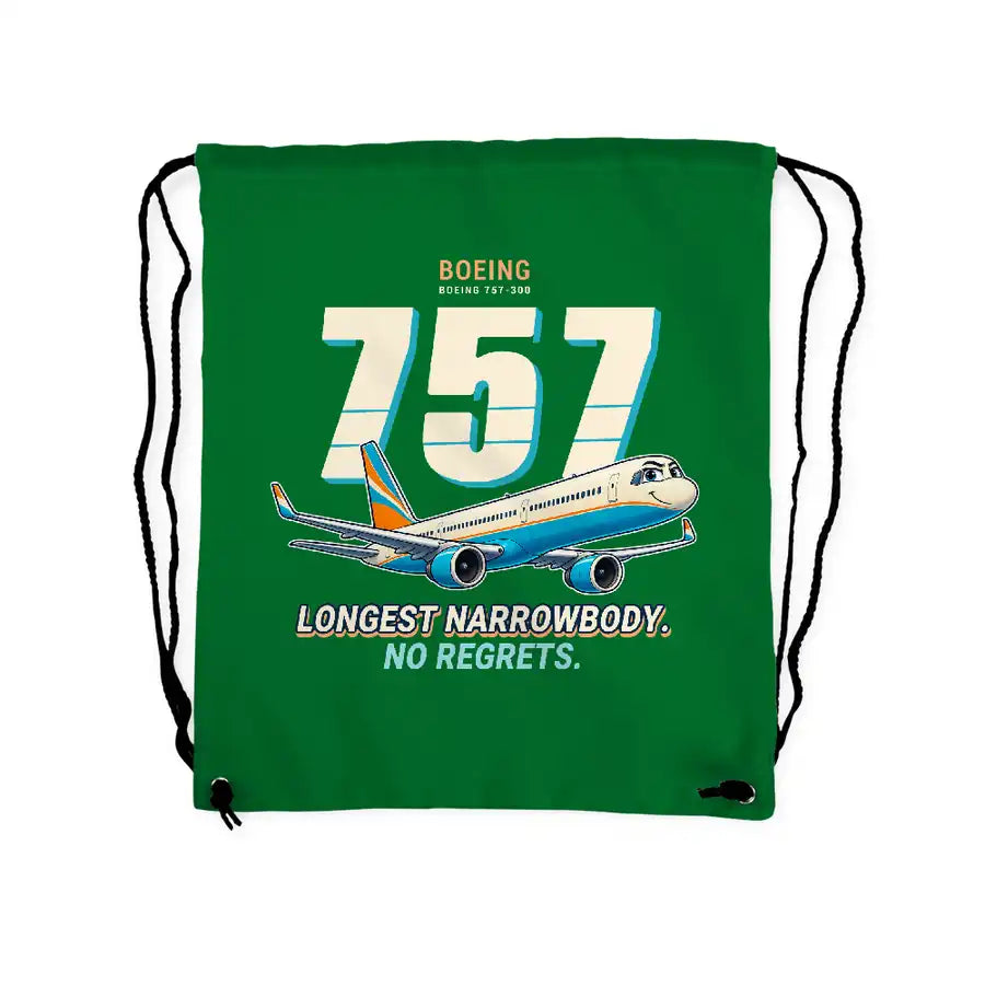 Boeing 757-300 - Drawstring Bag - Cartoon - Green