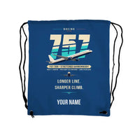 Thumbnail for Boeing 757-300 - Drawstring Bag - Original + Name - Blue
