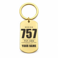 Thumbnail for Boeing 757-300 - Key Chain - Tag + Name - Gold