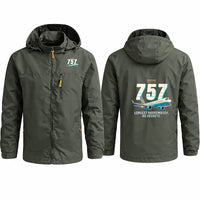 Thumbnail for Boeing 757-300 Stylish Jackets - Hooded Windbreaker - Cartoon - Olive Green