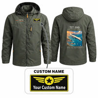 Thumbnail for Boeing 757-300 Stylish Jackets - Hooded Windbreaker - Poster + Name - Olive Green