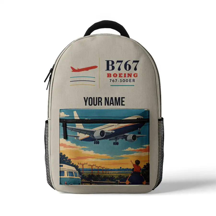 Boeing 767-300ER - 3D Backpack - Beige + Name
