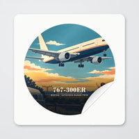 Thumbnail for Boeing 767-300ER - 3D - Circle Sticker - Peel