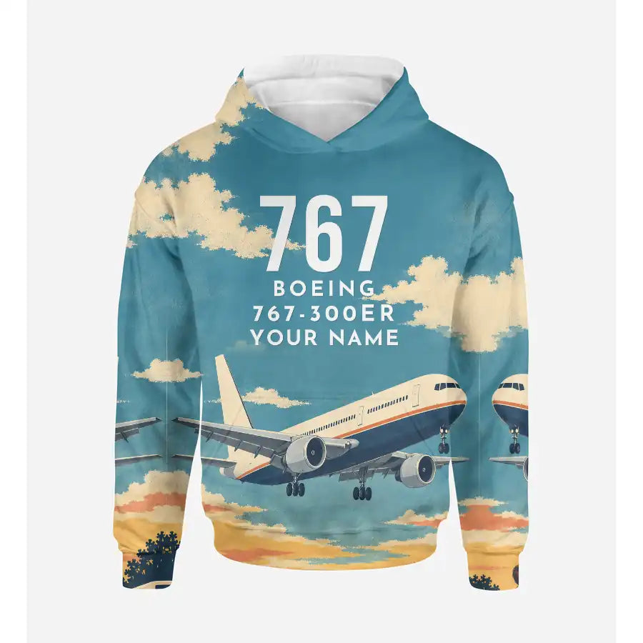 Boeing 767-300ER 3D All-Over Print Clothing - Hoodie - 3D + Name