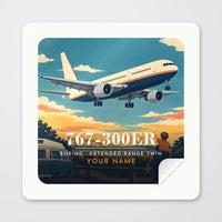 Thumbnail for Boeing 767-300ER - 3D + Name - Square Sticker - Peel
