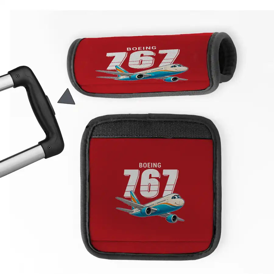 Boeing 767-300ER - Cartoon - Luggage Handle Cover - Red