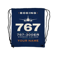 Thumbnail for Boeing 767-300ER - Drawstring Bag - Heritage + Name - Dark Blue
