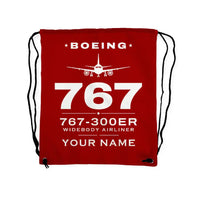 Thumbnail for Boeing 767-300ER - Drawstring Bag - Heritage + Name - Red